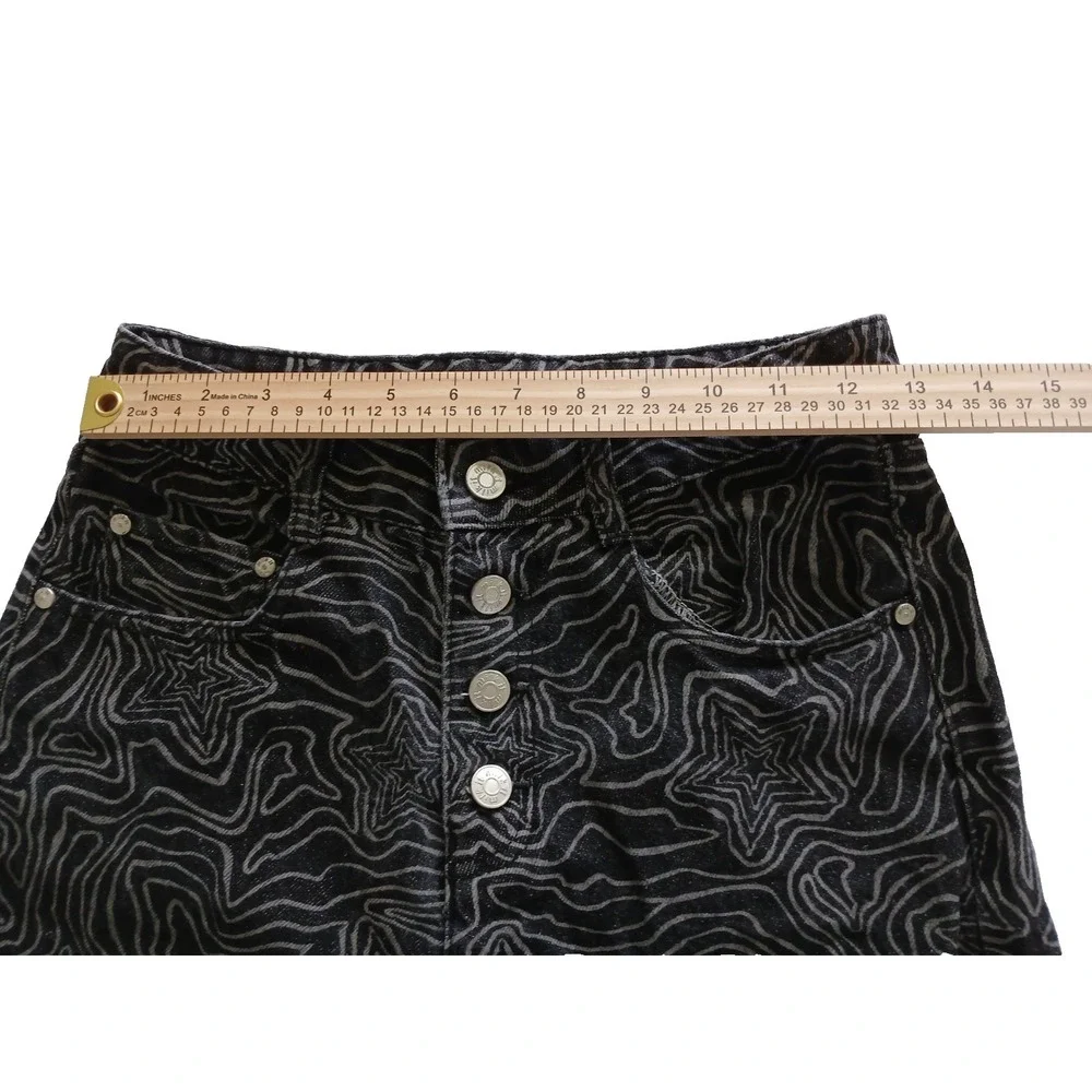 Milk It Funky Black & White Button Front Denim Jeans Women's Size 26 X 29 - Picture 9 of 12